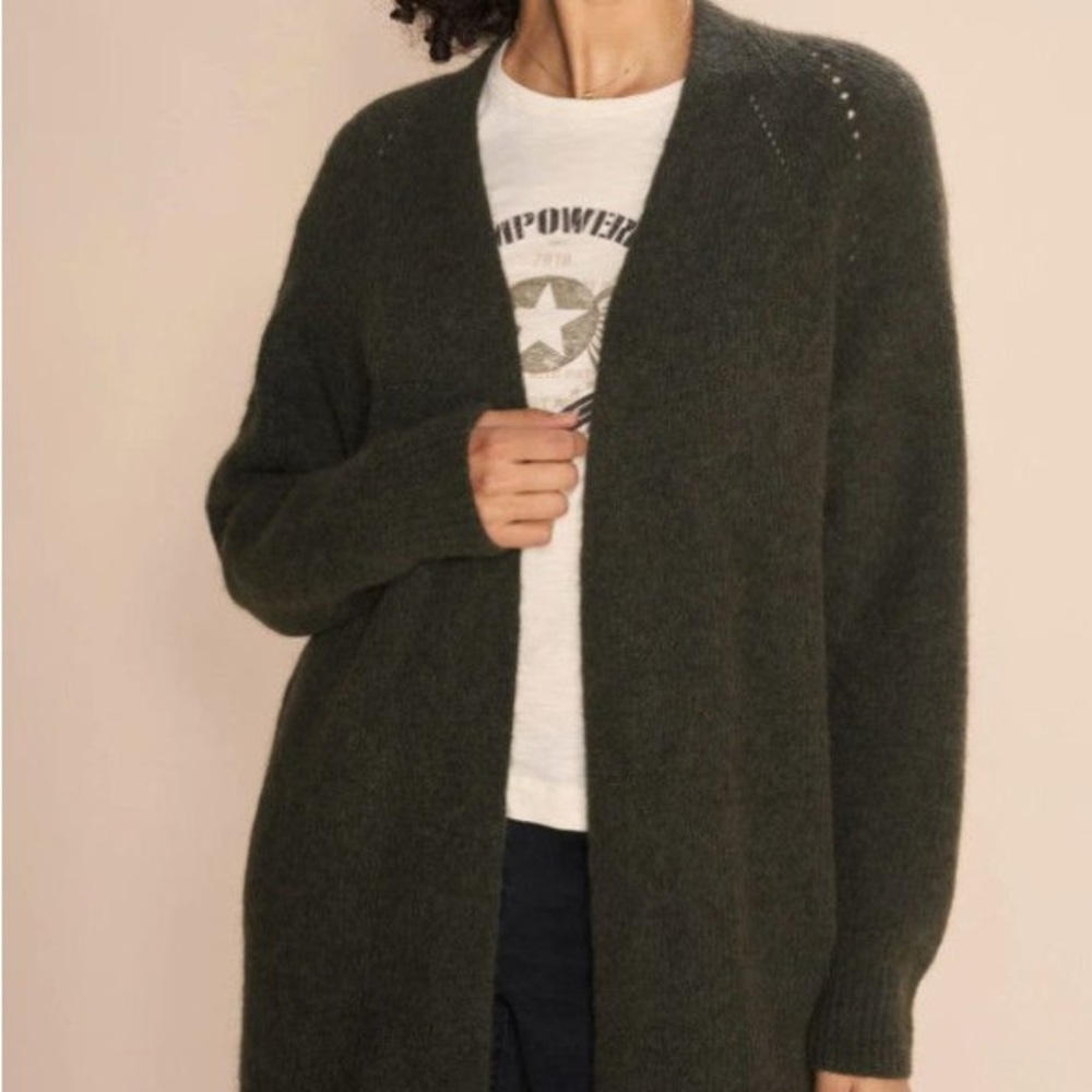 MOS MOSH Women's Open Front Cardigan Sweater - Dark Green